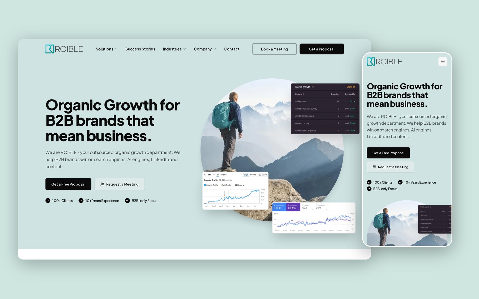 ROIBLE — desktop and mobile view of the live site