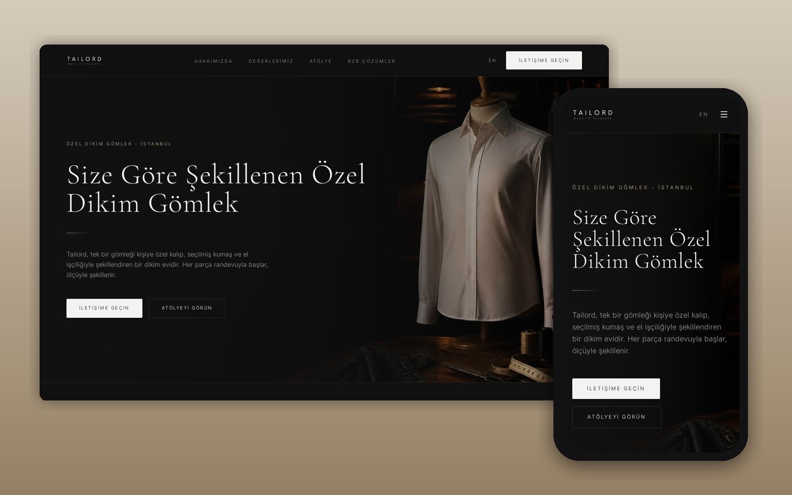 Tailord — desktop and mobile view of the live site